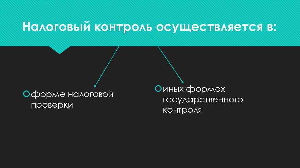 Налоговый контроль осуществляется в: форме налоговой проверки иных формах государственного контроля 