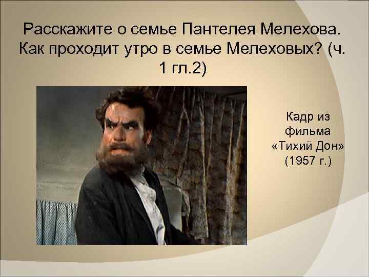 Расскажите о семье Пантелея Мелехова. Как проходит утро в семье Мелеховых? (ч. 1 гл.