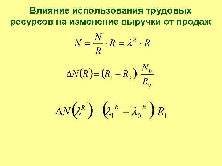 Влияние использования трудовых ресурсов на изменение выручки от продаж 