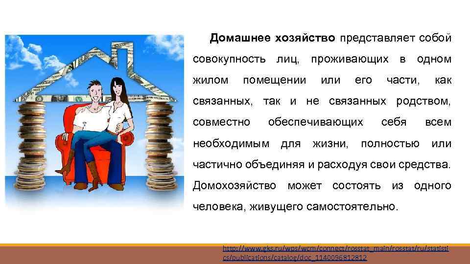Домашнее хозяйство представляет собой совокупность лиц, проживающих в одном жилом помещении или его части,