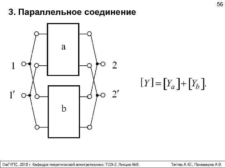 3. Параллельное соединение Ом. ГУПС, 2010 г. Кафедра теоретической электротехники. ТОЭ-2. Лекция № 6.