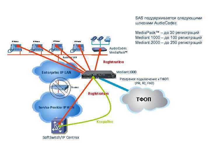 SAS поддерживается следующими шлюзами Audio. Codes: IP Phone Media. Pack™ – до 30 регистраций
