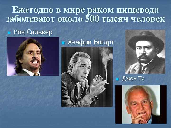 Ежегодно в мире раком пищевода заболевают около 500 тысяч человек n Рон Сильвер n