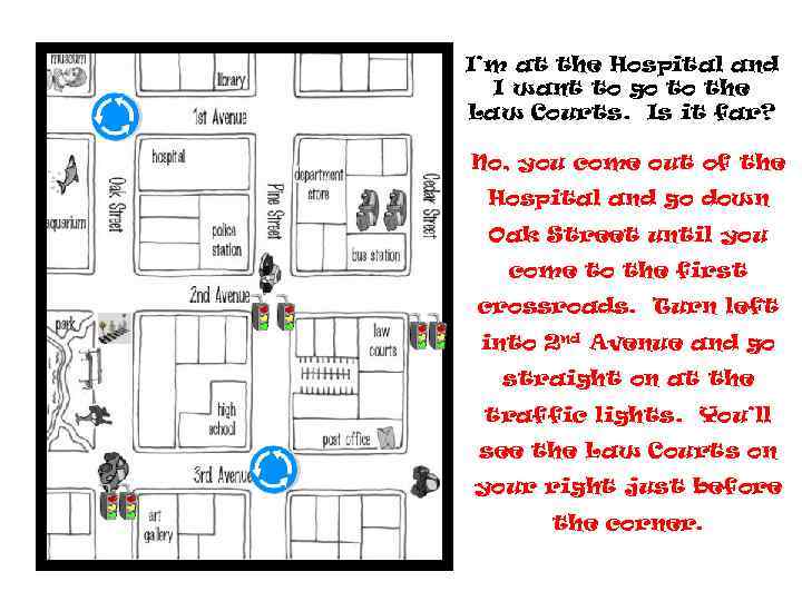 I’m at the Hospital and I want to go to the Law Courts. Is