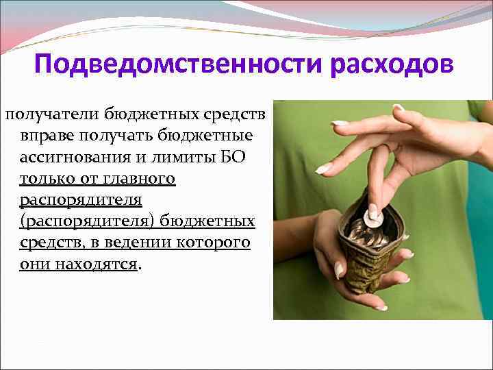 Подведомственности расходов получатели бюджетных средств вправе получать бюджетные ассигнования и лимиты БО только от