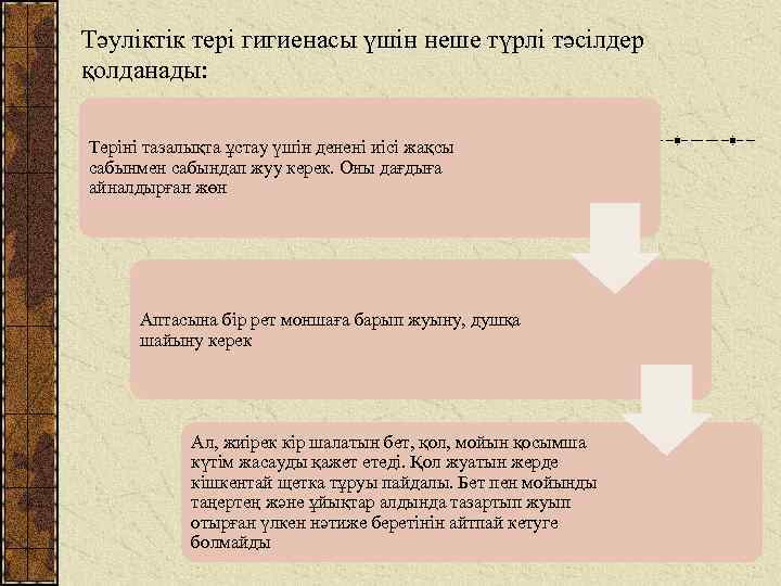 Тәуліктік тері гигиенасы үшін неше түрлі тәсілдер қолданады: Теріні тазалықта ұстау үшін денені иісі