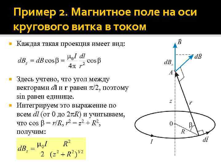 Напряженность магнитного поля кругового витка