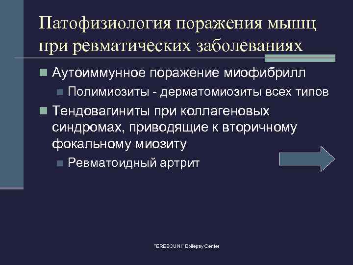 Патофизиология поражения мышц при ревматических заболеваниях n Аутоиммунное поражение миофибрилл n Полимиозиты - дерматомиозиты