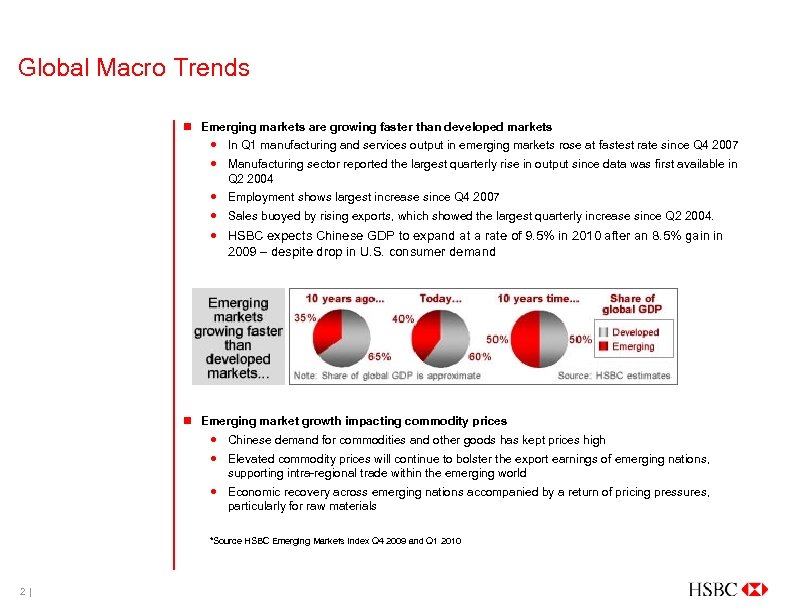 Global Macro Trends n Emerging markets are growing faster than developed markets In Q