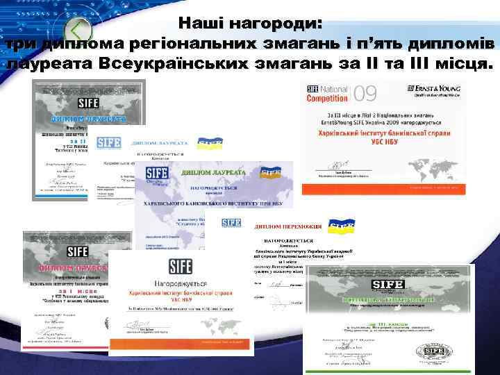 Наші нагороди: три диплома регіональних змагань і п’ять дипломів лауреата Всеукраїнських змагань за ІІ