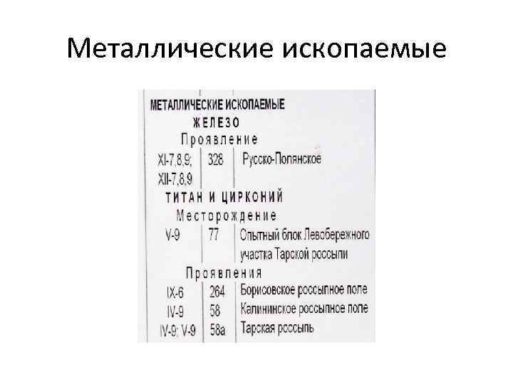 Металлические ископаемые 
