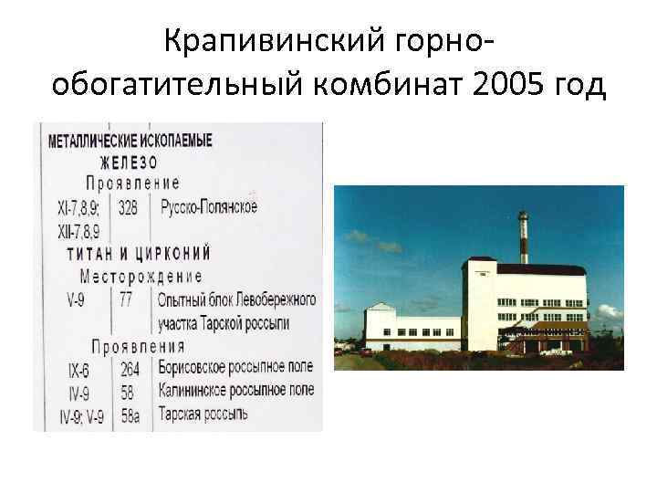 Крапивинский горнообогатительный комбинат 2005 год 