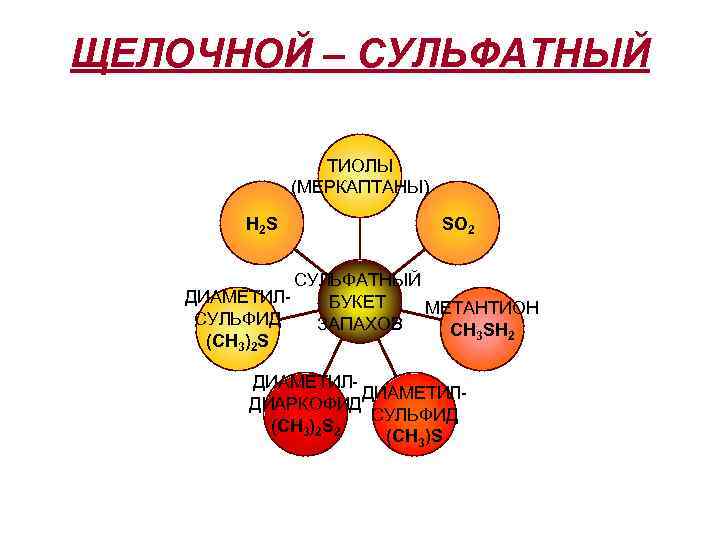 ЩЕЛОЧНОЙ – СУЛЬФАТНЫЙ ТИОЛЫ (МЕРКАПТАНЫ) Н 2 S SO 2 СУЛЬФАТНЫЙ ДИАМЕТИЛБУКЕТ МЕТАНТИОН СУЛЬФИД