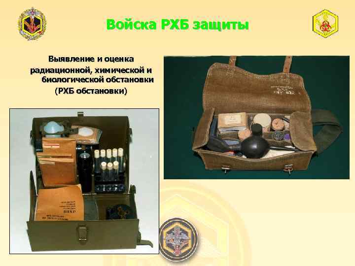 Войска РХБ защиты Выявление и оценка радиационной, химической и биологической обстановки (РХБ обстановки) 