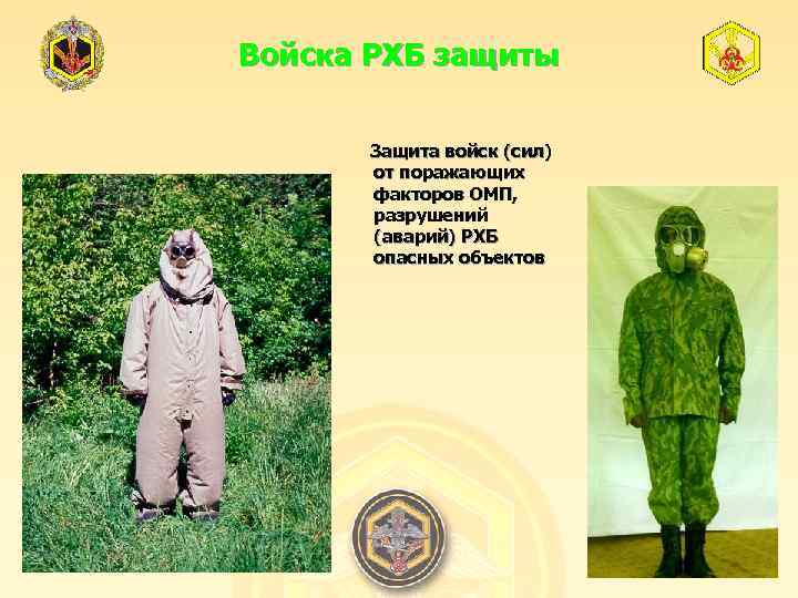 Войска РХБ защиты Защита войск (сил) от поражающих факторов ОМП, разрушений (аварий) РХБ опасных