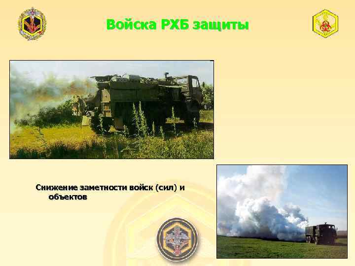 Войска РХБ защиты Снижение заметности войск (сил) и объектов 