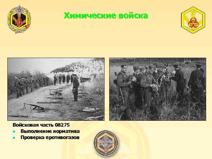 Химические войска Войсковая часть 08275 n Выполнение норматива n Проверка противогазов 