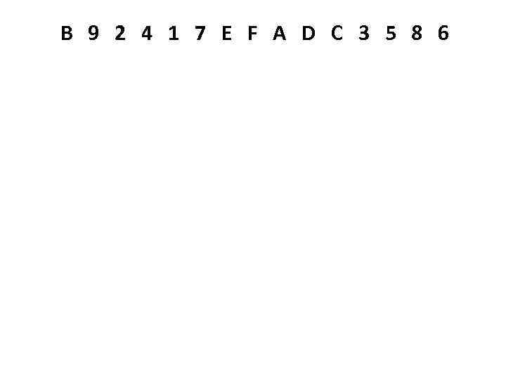 B 9 2 4 1 7 E F A D C 3 5 8