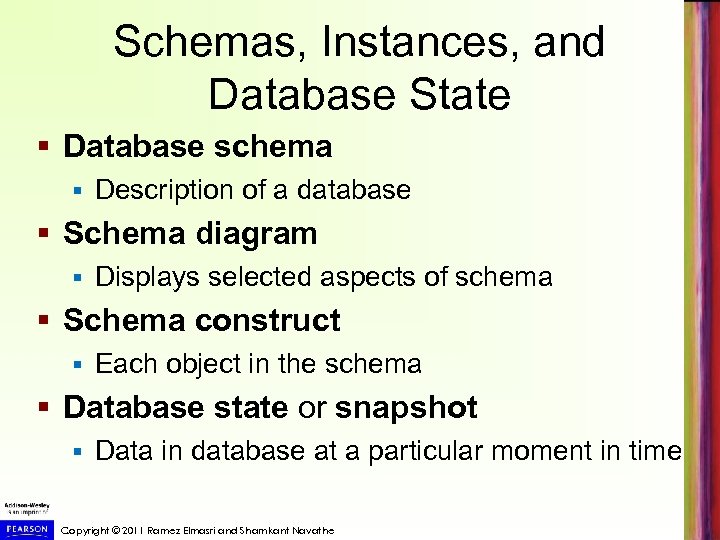 Schemas, Instances, and Database State § Database schema § Description of a database §