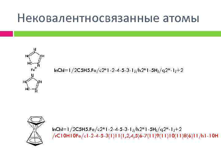 Нековалентносвязанные атомы In. Ch. I=1/2 C 5 H 5. Fe/c 2*1 -2 -4 -5