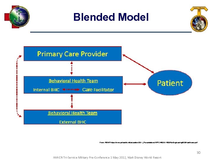 Blended Model From: REHIP https: //www. pdhealth. mil/education/2011_Presentations/AFPCH%2011%20 Re Engineering%20 Healthcare. pdf 30 AAACN