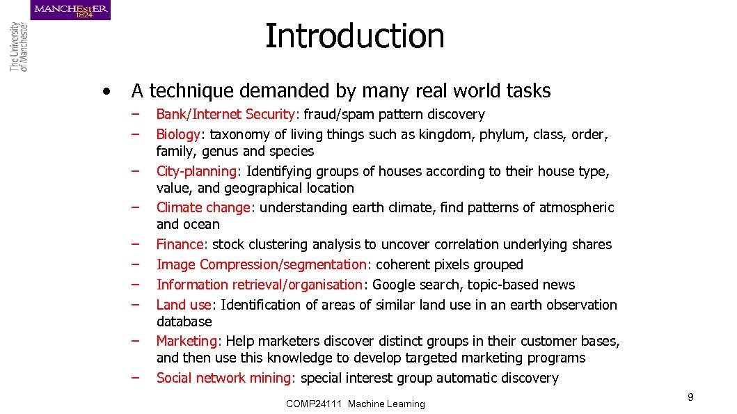 Introduction • A technique demanded by many real world tasks – – – –