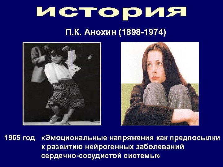 П. К. Анохин (1898 -1974) 1965 год «Эмоциональные напряжения как предпосылки к развитию нейрогенных