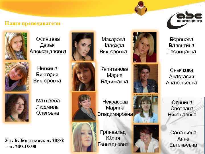 Наши преподаватели Осинцева Дарья Александровна Макарова Надежда Викторовна Воронова Валентина Леонидовна Нилкина Виктория Викторовна