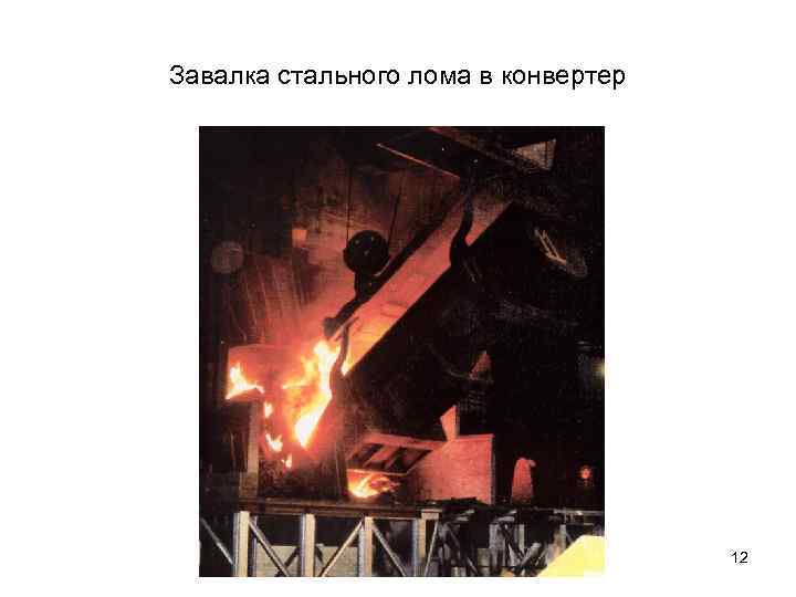 Завалка стального лома в конвертер 12 