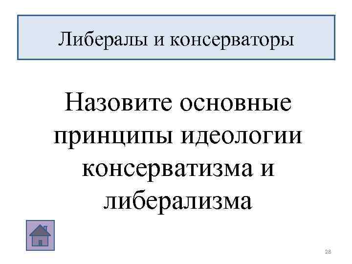 Либералы и консерваторы Назовите основные принципы идеологии консерватизма и либерализма 28 