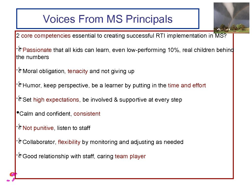 Voices From MS Principals 2 core competencies essential to creating successful RTI implementation in