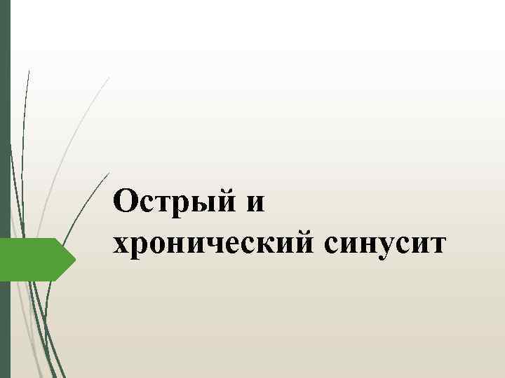 Острый и хронический синусит 