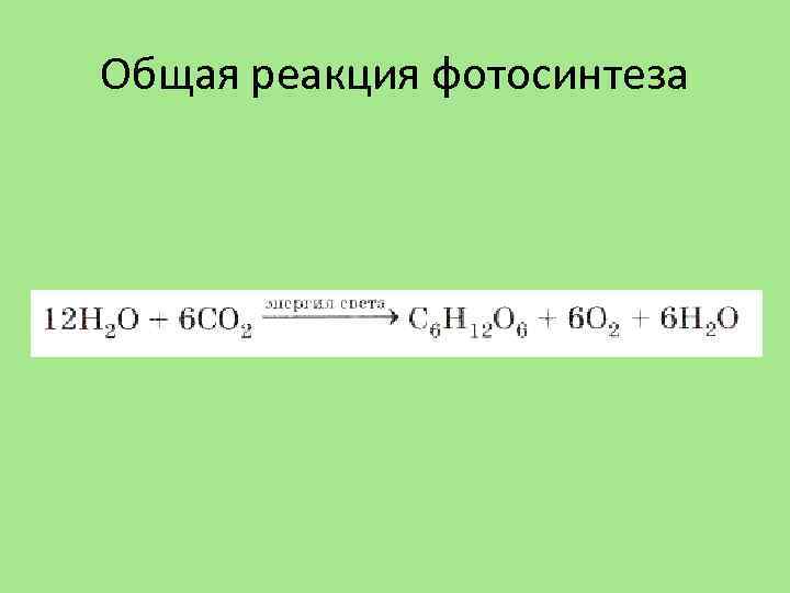 Общая реакция фотосинтеза 