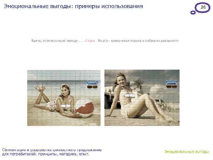 Эмоциональные выгоды: примеры использования Сегментация и разработка ценностного предложение для потребителей: принципы, методика, опыт.