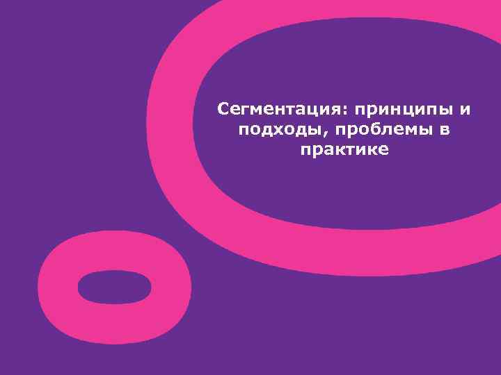 Сегментация: принципы и подходы, проблемы в практике 