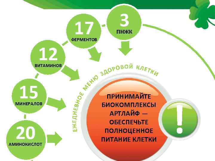 17 12 3 ПНЖК ФЕРМЕНТОВ ВИТАМИНОВ 15 МИНЕРАЛОВ 20 АМИНОКИСЛОТ ПРИНИМАЙТЕ БИОКОМПЛЕКСЫ АРТЛАЙФ —