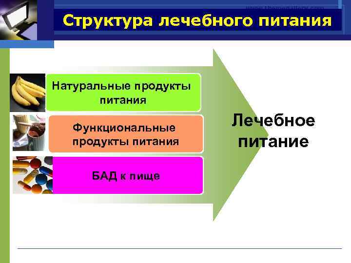www. themegallery. com Структура лечебного питания Натуральные продукты питания Функциональные продукты питания БАД к