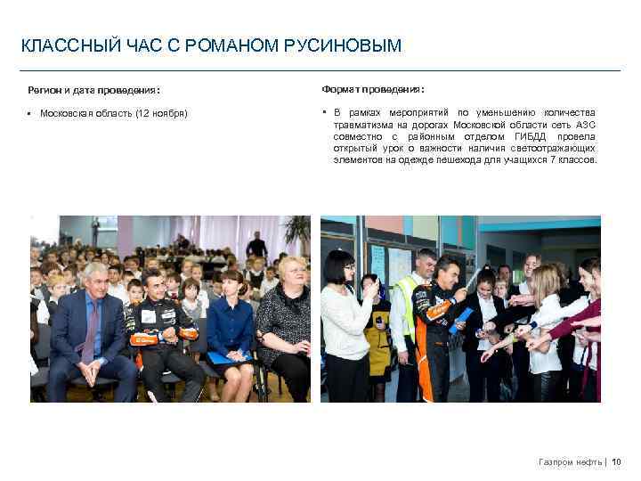 КЛАССНЫЙ ЧАС С РОМАНОМ РУСИНОВЫМ Регион и дата проведения: Формат проведения: • Московская область