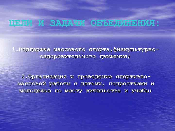 Цели и задачи объединения