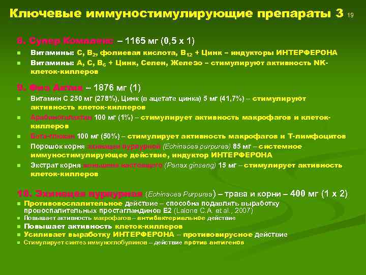Ключевые иммуностимулирующие препараты 3 19 8. Супер Комплекс – 1165 мг (0, 5 х