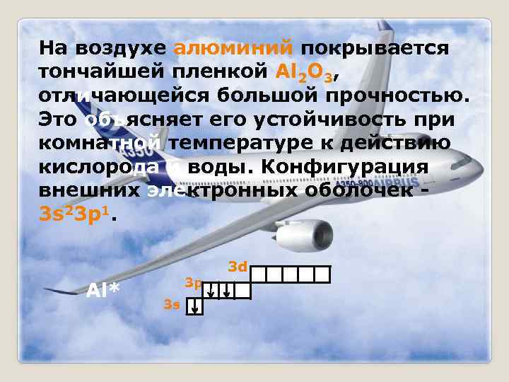 На воздухе алюминий покрывается тончайшей пленкой Al 2 O 3, отличающейся большой прочностью. Это