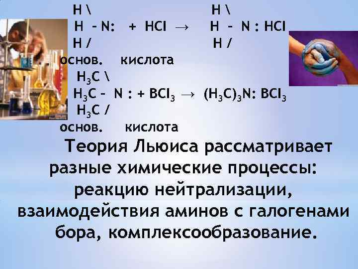  Н Н Н - N: + НCI → Н - N : НCI