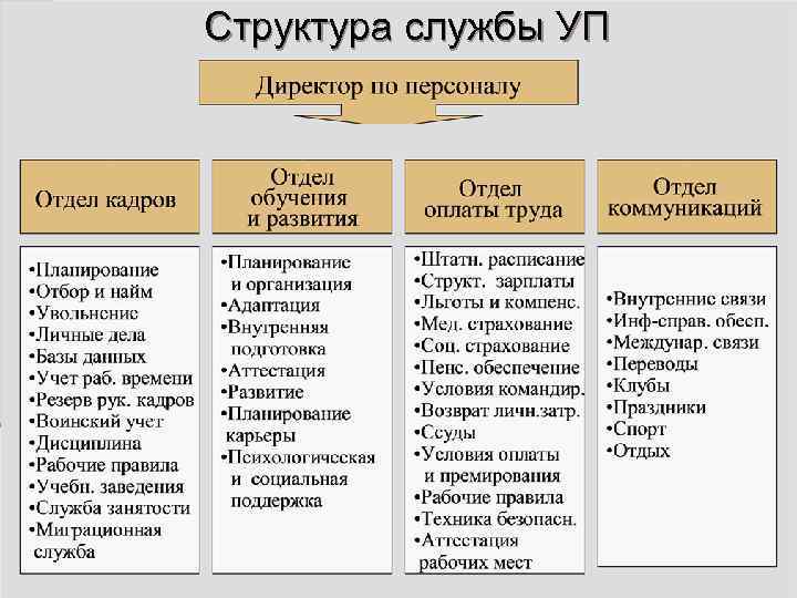 Структура службы УП 