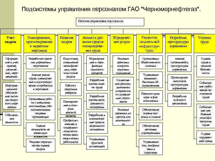 Подсистемы управления персоналом ГАО "Черноморнефтегаз". Система управления персоналом Учет кадров Оформление и учет приема,
