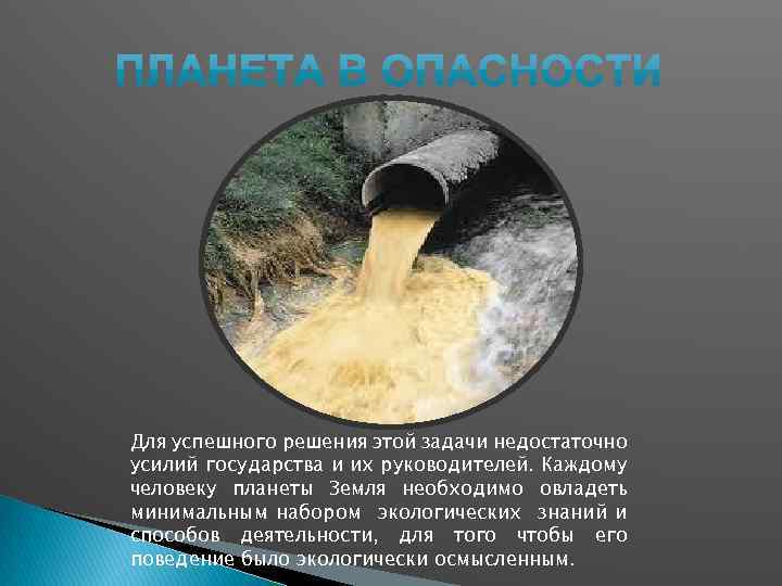 Для успешного решения этой задачи недостаточно усилий государства и их руководителей. Каждому человеку планеты