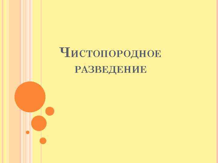 ЧИСТОПОРОДНОЕ РАЗВЕДЕНИЕ 