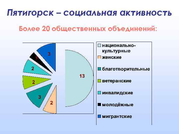 Пятигорск – социальная активность Более 20 общественных объединений: 