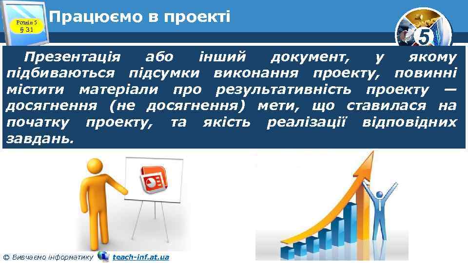 Розділ 5 § 31 Працюємо в проекті 5 Презентація або інший документ, у якому