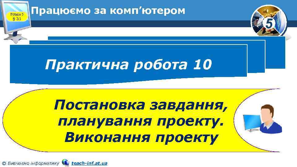 Розділ 5 § 31 Працюємо за комп’ютером Практична робота 10 Постановка завдання, планування проекту.