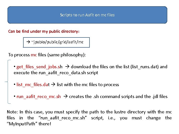 Scripts to run Aafit on mc files Can be find under my public directory: